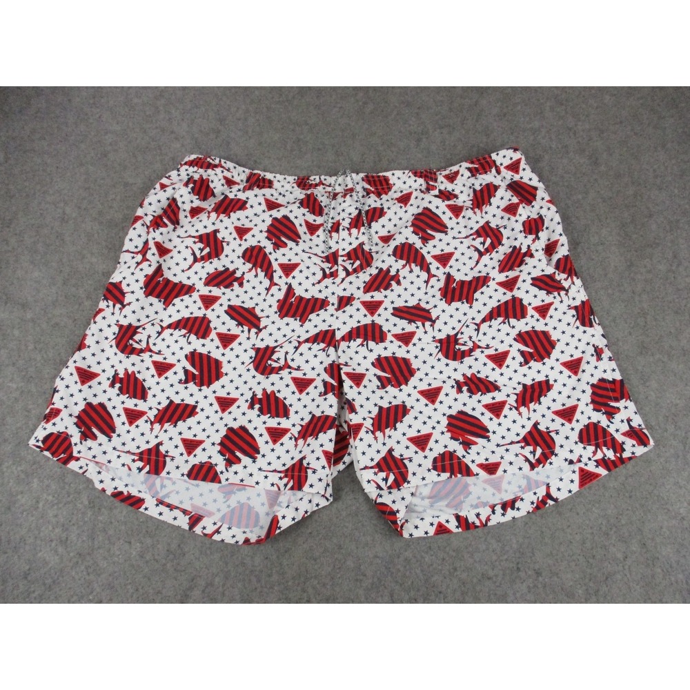 Columbia Swim Trunks Mens‎ 2XL XXL White Red PFG Patriotic Fish Bathing Suit USA